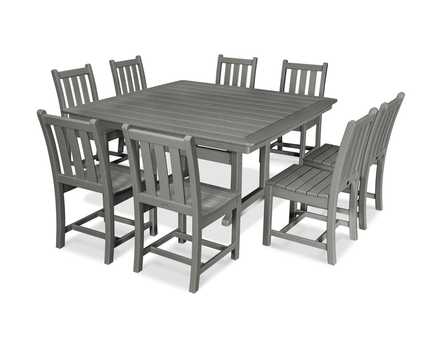 POLYWOOD Traditional Garden 9-Piece Nautical Trestle Dining Set in Slate Grey image