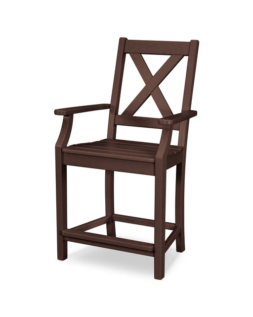 POLYWOOD Braxton Counter Arm Chair in Mahogany image