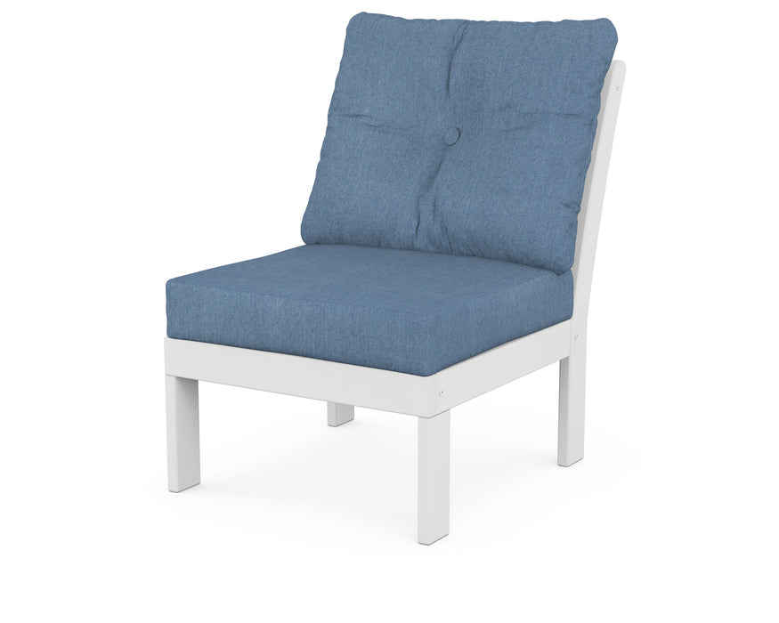 POLYWOOD Vineyard Modular Armless Chair in White / Sky Blue