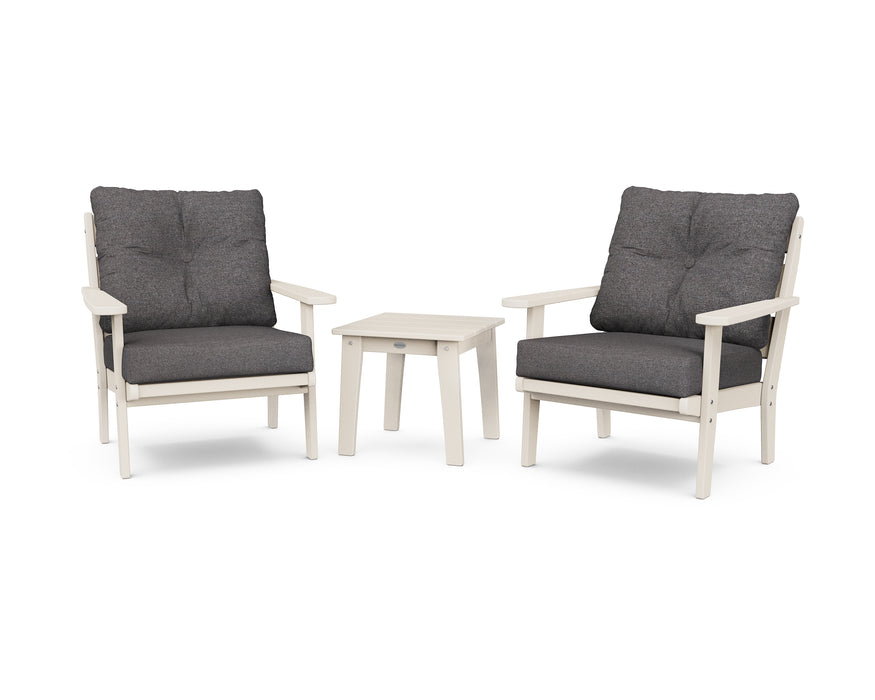 POLYWOOD Lakeside 3-Piece Deep Seating Chair Set in Sand / Ash Charcoal