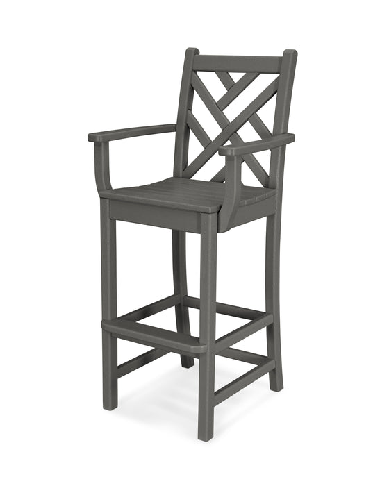 POLYWOOD Chippendale Bar Arm Chair in Slate Grey image