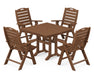 POLYWOOD Nautical Highback 5-Piece Farmhouse Trestle Dining Set in Teak image