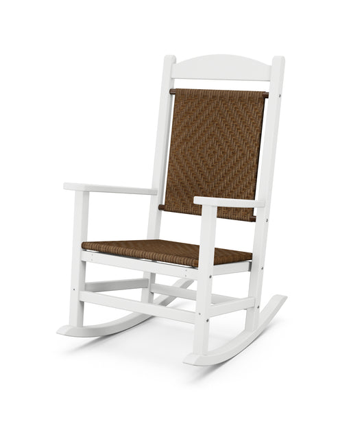 POLYWOOD Presidential Woven Rocking Chair in White / Tigerwood image