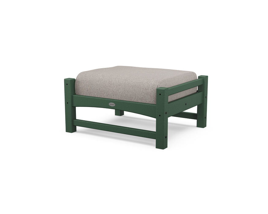 POLYWOOD Club Ottoman in Green / Weathered Tweed