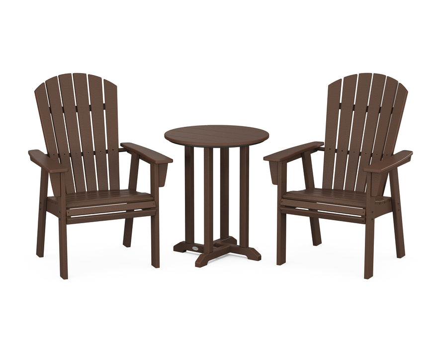 POLYWOOD Nautical Adirondack 3-Piece Round Dining Set in Mahogany