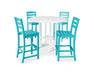 POLYWOOD La Casa Cafe 5-Piece Side Chair Bar Dining Set in Aruba / White image