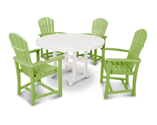 POLYWOOD Palm Coast 5-Piece Round Farmhouse Dining Set in Lime / White image