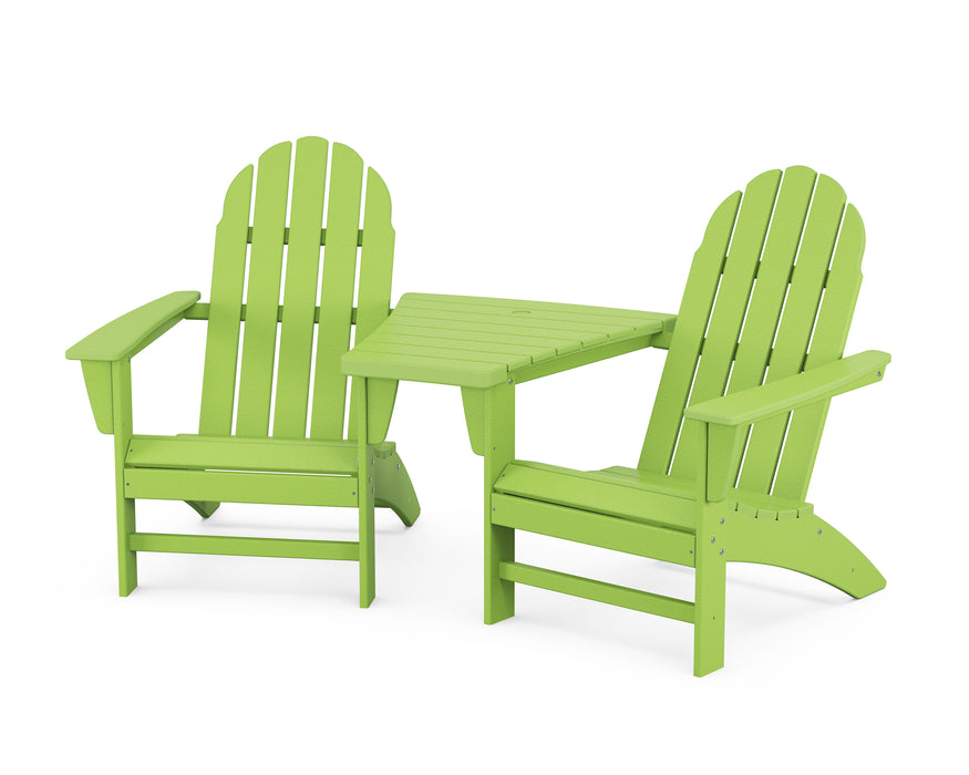 POLYWOOD Vineyard 3-Piece Adirondack Set with Angled Connecting Table in Lime