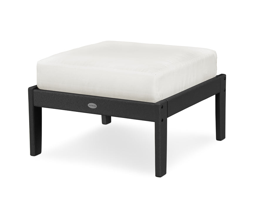 POLYWOOD Braxton Deep Seating Ottoman in Black / Bird's Eye