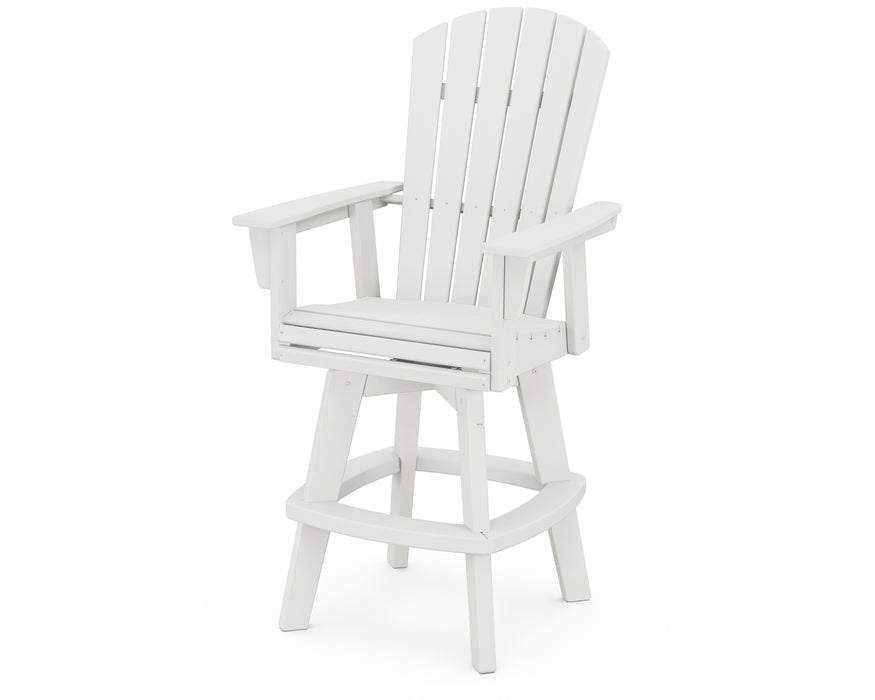 POLYWOOD Nautical Curveback Adirondack Swivel Bar Chair in Vintage White image