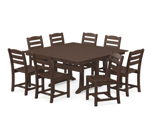 POLYWOOD La Casa Cafe 9-Piece Farmhouse Trestle Dining Set in Mahogany image