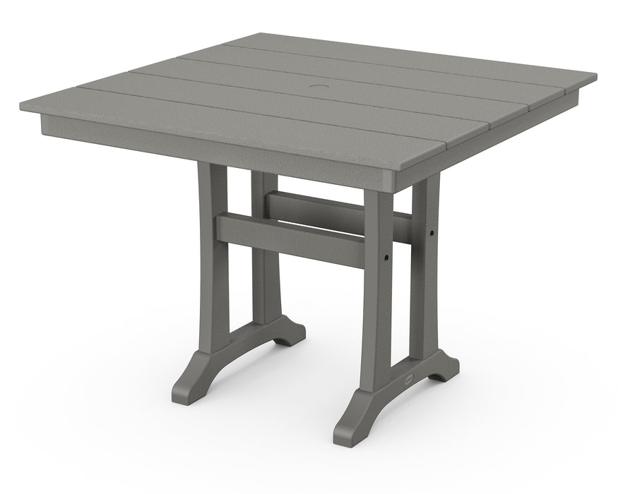 POLYWOOD Farmhouse Trestle 37" Dining Table in Slate Grey