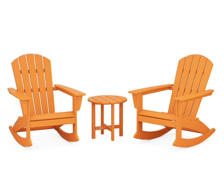 POLYWOOD Nautical 3-Piece Adirondack Rocking Chair Set in Tangerine image