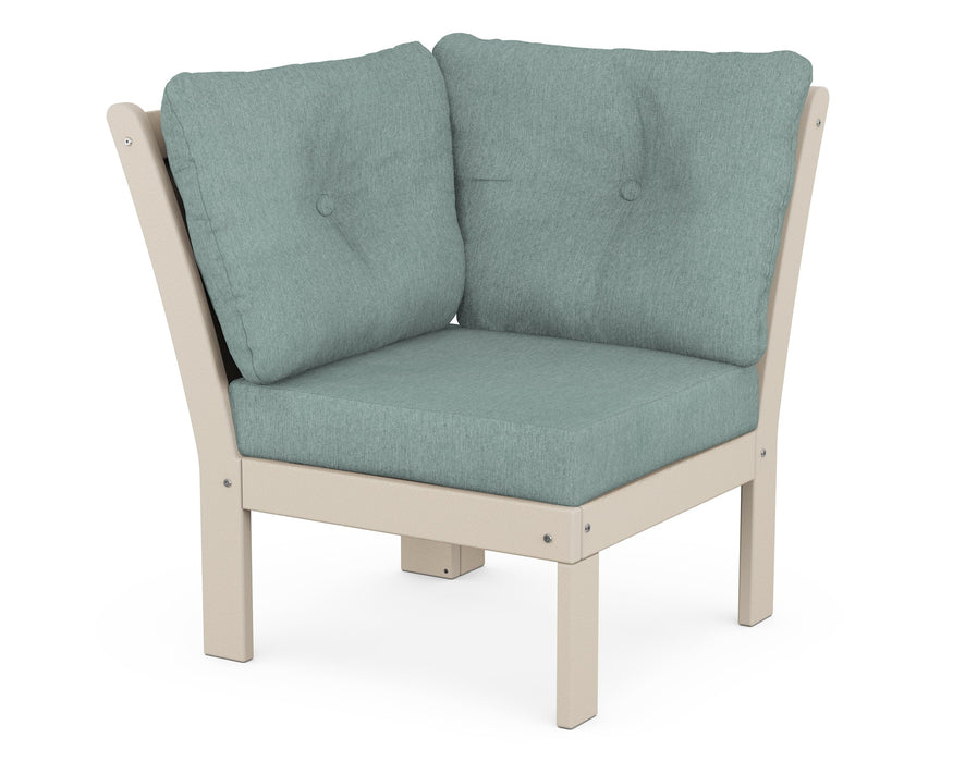 POLYWOOD Vineyard Modular Corner Chair in Sand / Glacier Spa