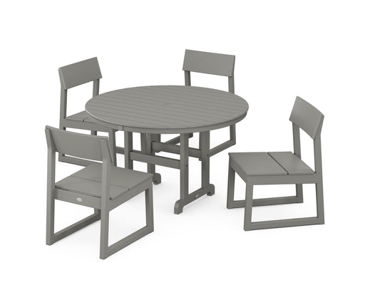 POLYWOOD EDGE Side Chair 5-Piece Round Farmhouse Dining Set in Slate Grey image