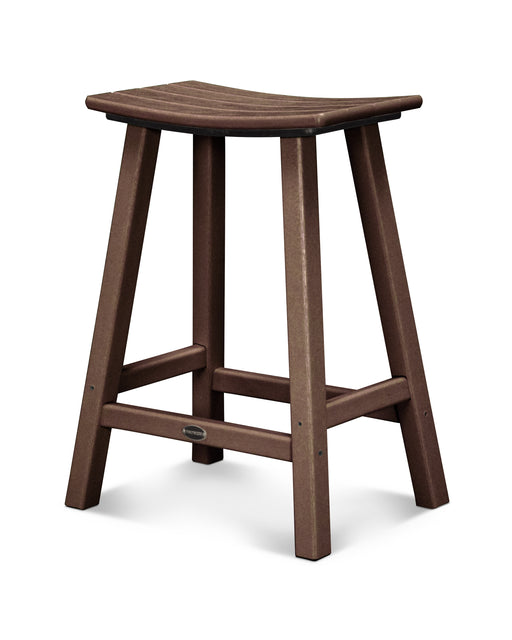 POLYWOOD Traditional 24" Saddle Counter Stool in Mahogany image