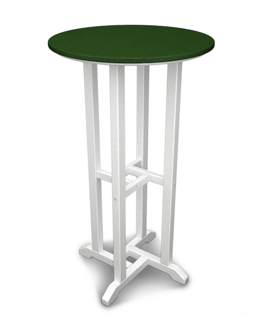 POLYWOOD Contempo 24" Round Bar Table in White / Green image