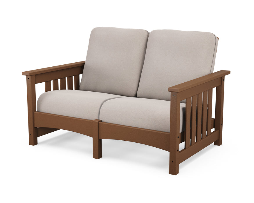 POLYWOOD Mission Loveseat in Teak / Dune Burlap