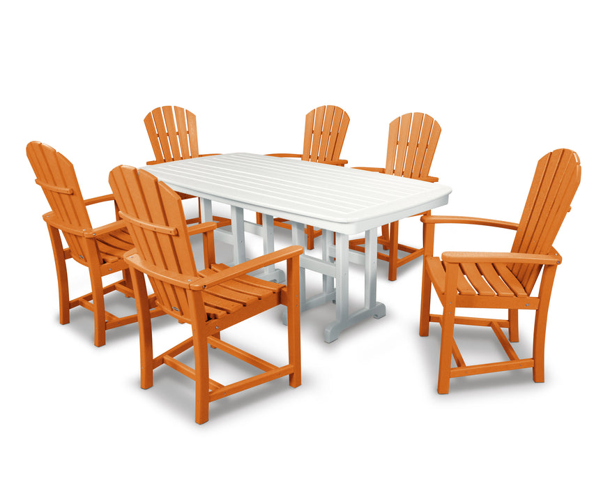 POLYWOOD Palm Coast 7-Piece Dining Set in Tangerine / White