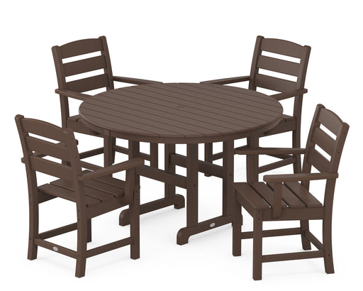 POLYWOOD Lakeside 5-Piece Round Farmhouse Dining Set in Mahogany image