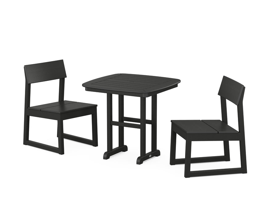 POLYWOOD EDGE Side Chair 3-Piece Dining Set in Black