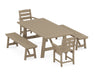 POLYWOOD Lakeside 5-Piece Rustic Farmhouse Dining Set With Benches in Vintage Sahara image