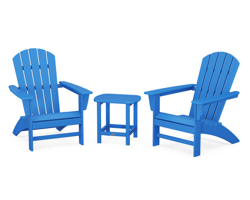 POLYWOOD Nautical 3-Piece Adirondack Set with South Beach 18" Side Table in Pacific Blue image