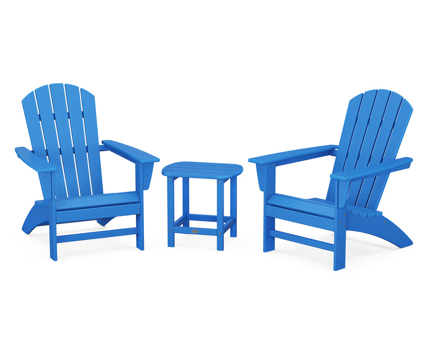 POLYWOOD Nautical 3-Piece Adirondack Set with South Beach 18" Side Table in Pacific Blue image