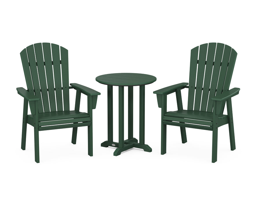 POLYWOOD Nautical Adirondack 3-Piece Round Dining Set in Green