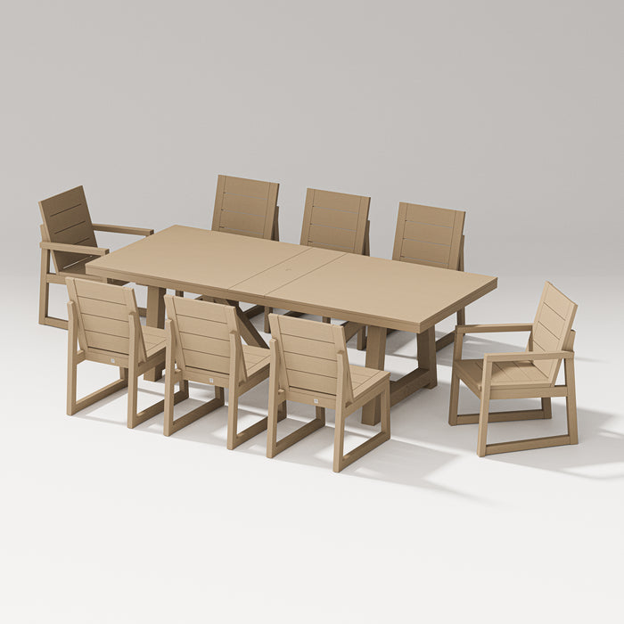 PW Designer Series Elevate 9-Piece A- Frame Table Dining Set in Vintage Sahara