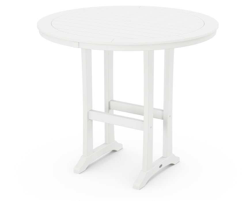 POLYWOOD Nautical Trestle 48" Round Bar Table in White image