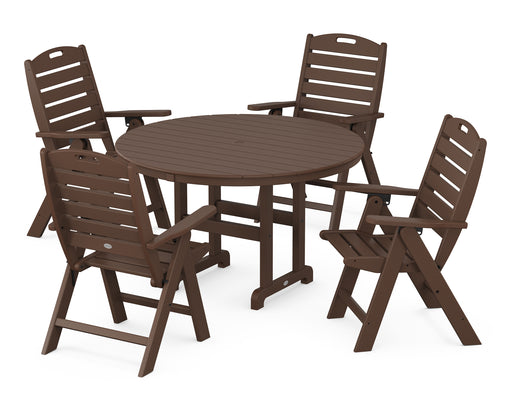 POLYWOOD Nautical 5-Piece Round Farmhouse Dining Set in Mahogany image