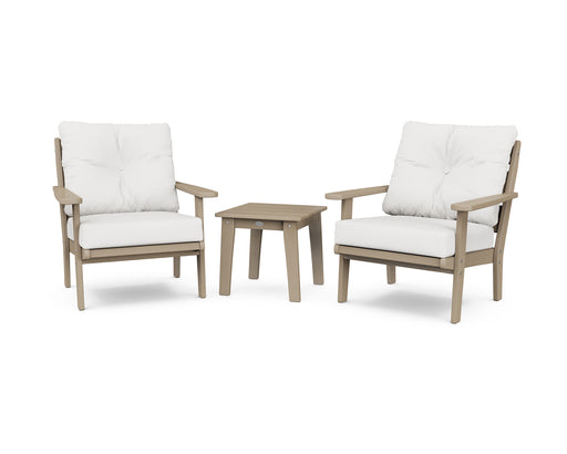 POLYWOOD Lakeside 3-Piece Deep Seating Chair Set in Vintage Sahara / Natural Linen image