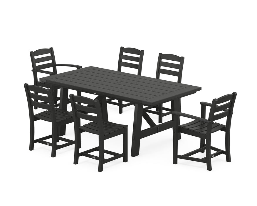 POLYWOOD La Casa Cafe 7-Piece Rustic Farmhouse Dining Set in Black