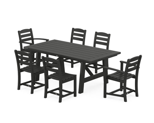 POLYWOOD La Casa Cafe 7-Piece Rustic Farmhouse Dining Set in Black image