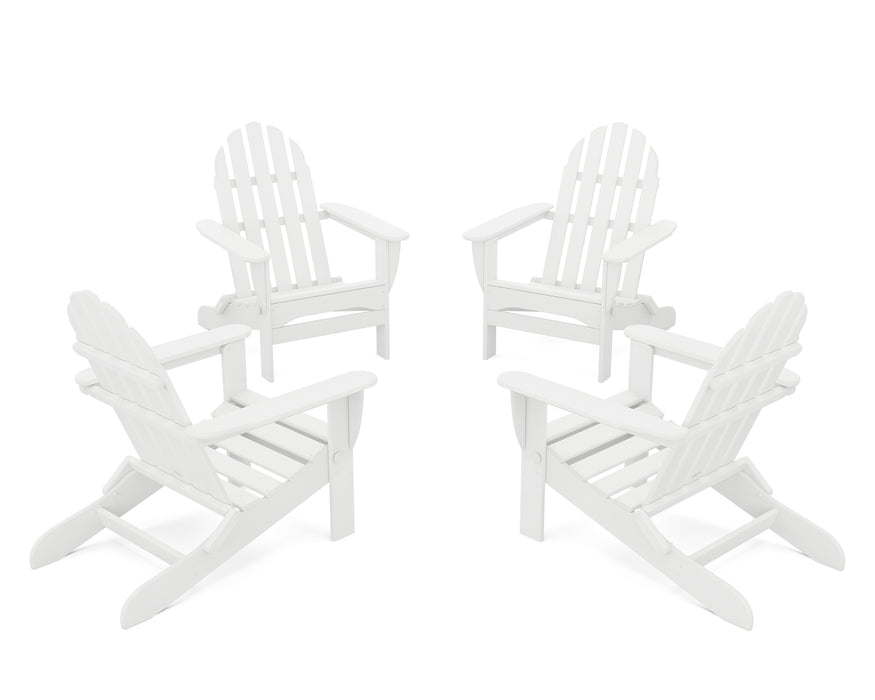 POLYWOOD 4-Piece Classic Folding Adirondack Conversation Set in White