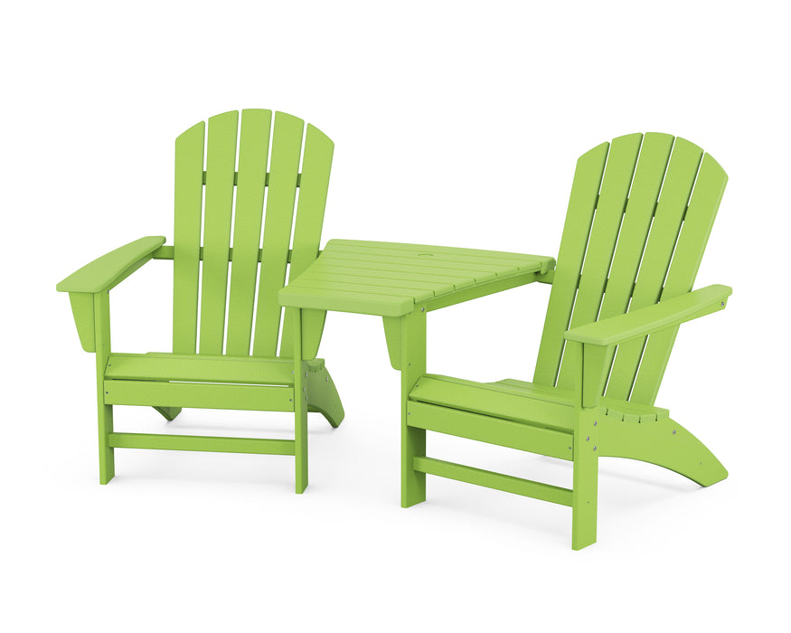 POLYWOOD Nautical 3-Piece Adirondack Set with Angled Connecting Table in Lime image