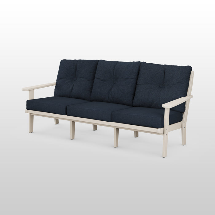 POLYWOOD Lakeside Deep Seating Sofa in Sand / Marine Indigo image