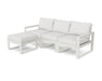 POLYWOOD EDGE 4-Piece Modular Deep Seating Set with Ottoman in Vintage White / Natural Linen image