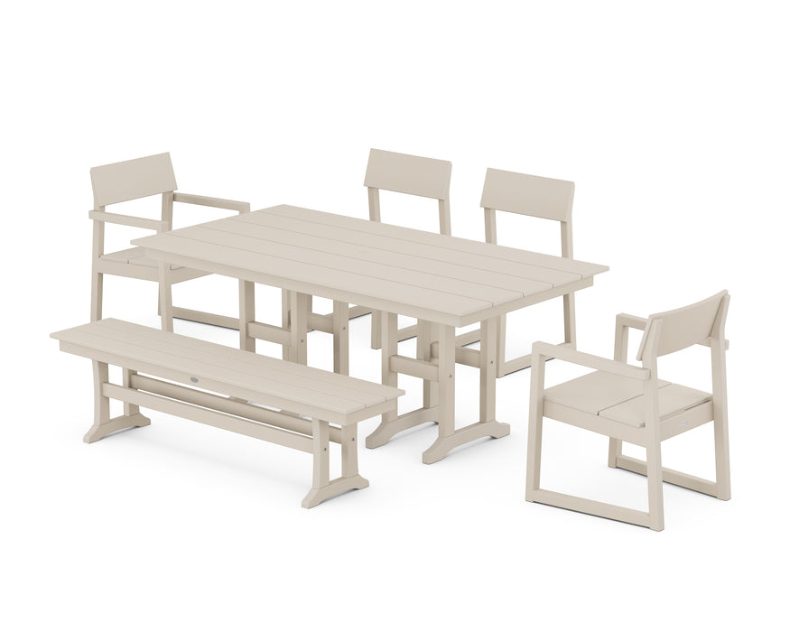 POLYWOOD EDGE 6-Piece Farmhouse Dining Set in Sand image