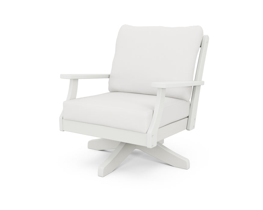 POLYWOOD Braxton Deep Seating Swivel Chair in Vintage White / Natural Linen