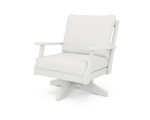 POLYWOOD Braxton Deep Seating Swivel Chair in Vintage White / Natural Linen image