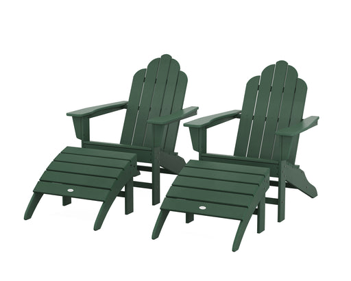 POLYWOOD Long Island Adirondack Chair 4-Piece Set with Ottomans in Green image