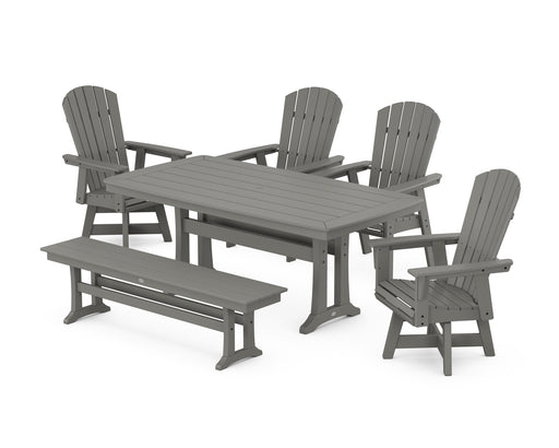 POLYWOOD Nautical Adirondack Swivel 6-Piece Dining Set with Trestle Legs in Slate Grey image