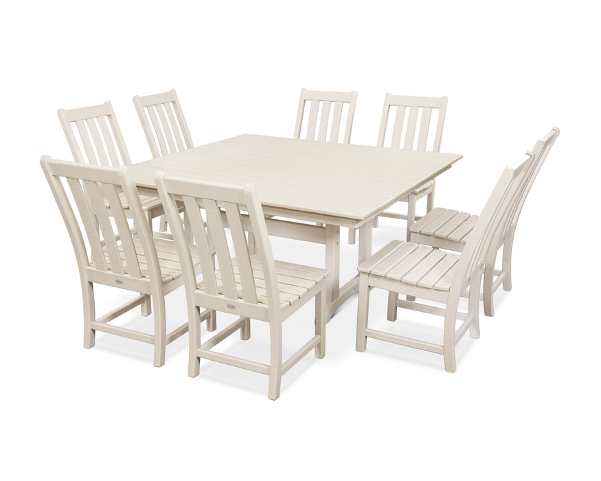 POLYWOOD Vineyard 9-Piece Farmhouse Trestle Dining Set in Sand