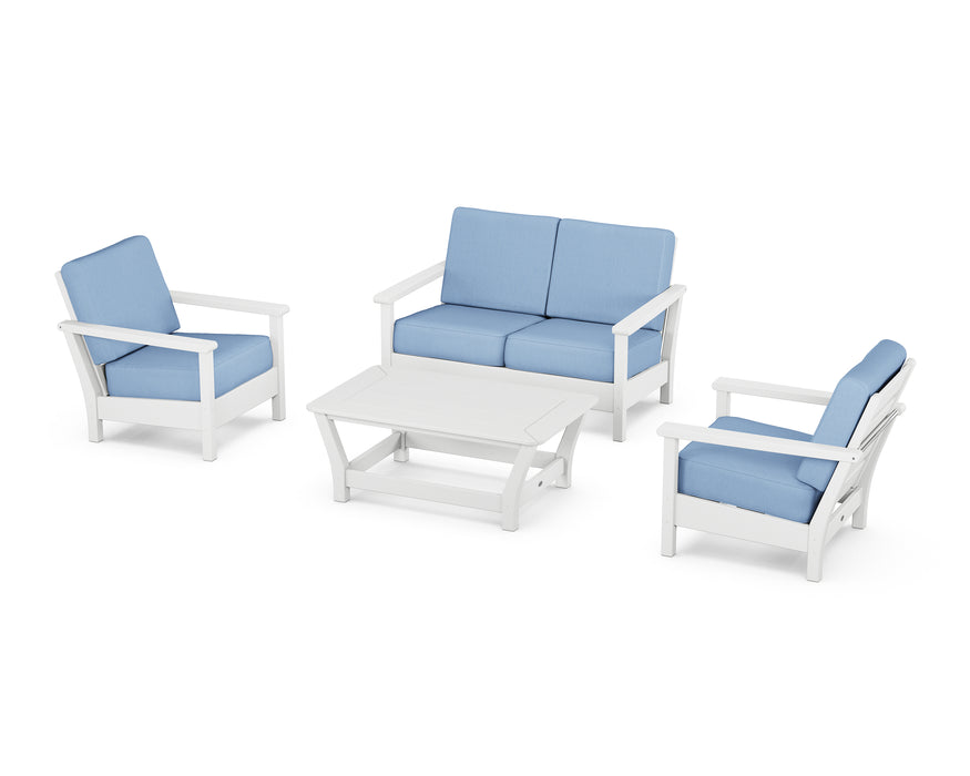 POLYWOOD Harbour 4-Piece Deep Seating Set in White / Air Blue image