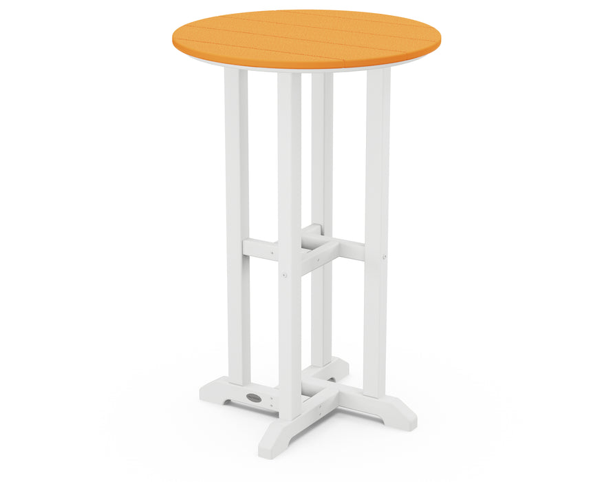 POLYWOOD Contempo 24" Round Counter Table in White / Tangerine