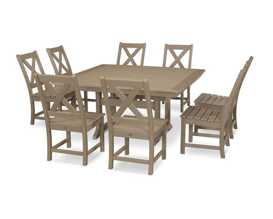 POLYWOOD Braxton 9-Piece Nautical Trestle Dining Set in Vintage Sahara image