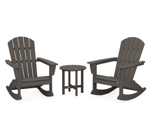 POLYWOOD Nautical 3-Piece Adirondack Rocking Chair Set in Vintage Coffee image