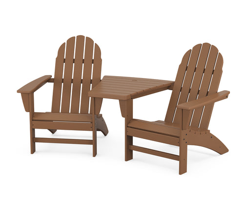 POLYWOOD Vineyard 3-Piece Adirondack Set with Angled Connecting Table in Teak image